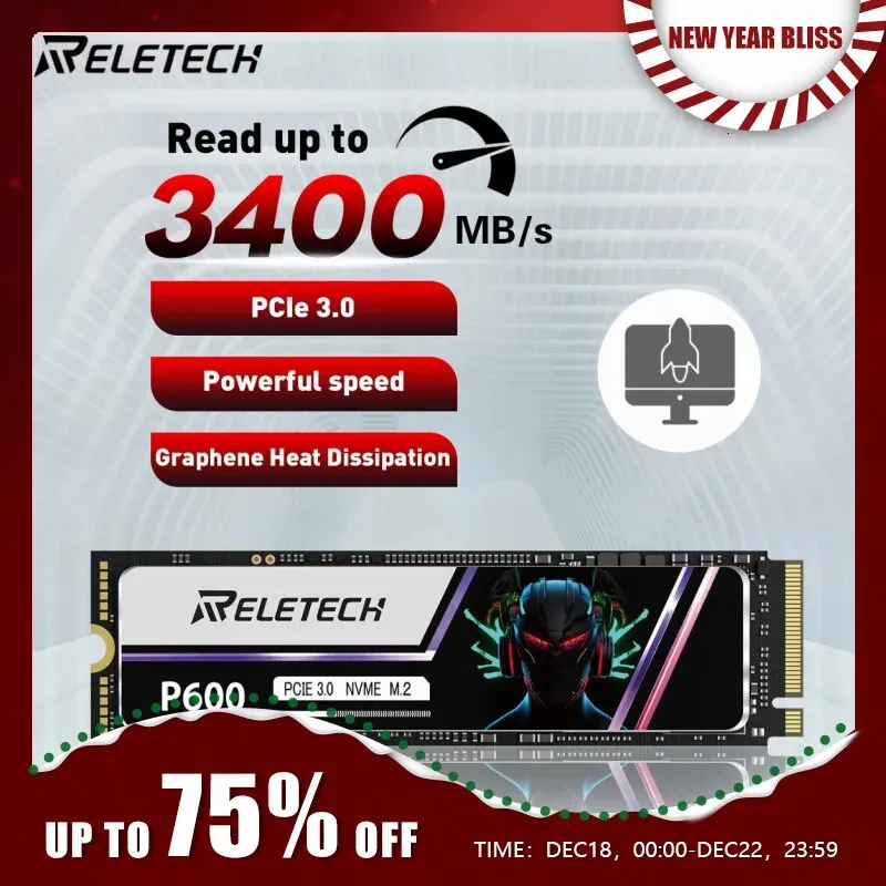 Reletech P600 M2 SSD NVME 1TB 2TB 512 GB 256 GB SSD M.2 2280 PCIe Gen3.0x4 Internt fast tillstånd Drive hårddisk för Laptop Desktop 231220