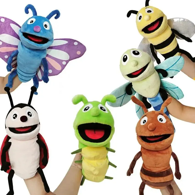 Marionnettes à main pour enfants, jouets en peluche, insectes, animaux, coccinelle, poupée, conte familial, jeu de rôle, doigt 231220