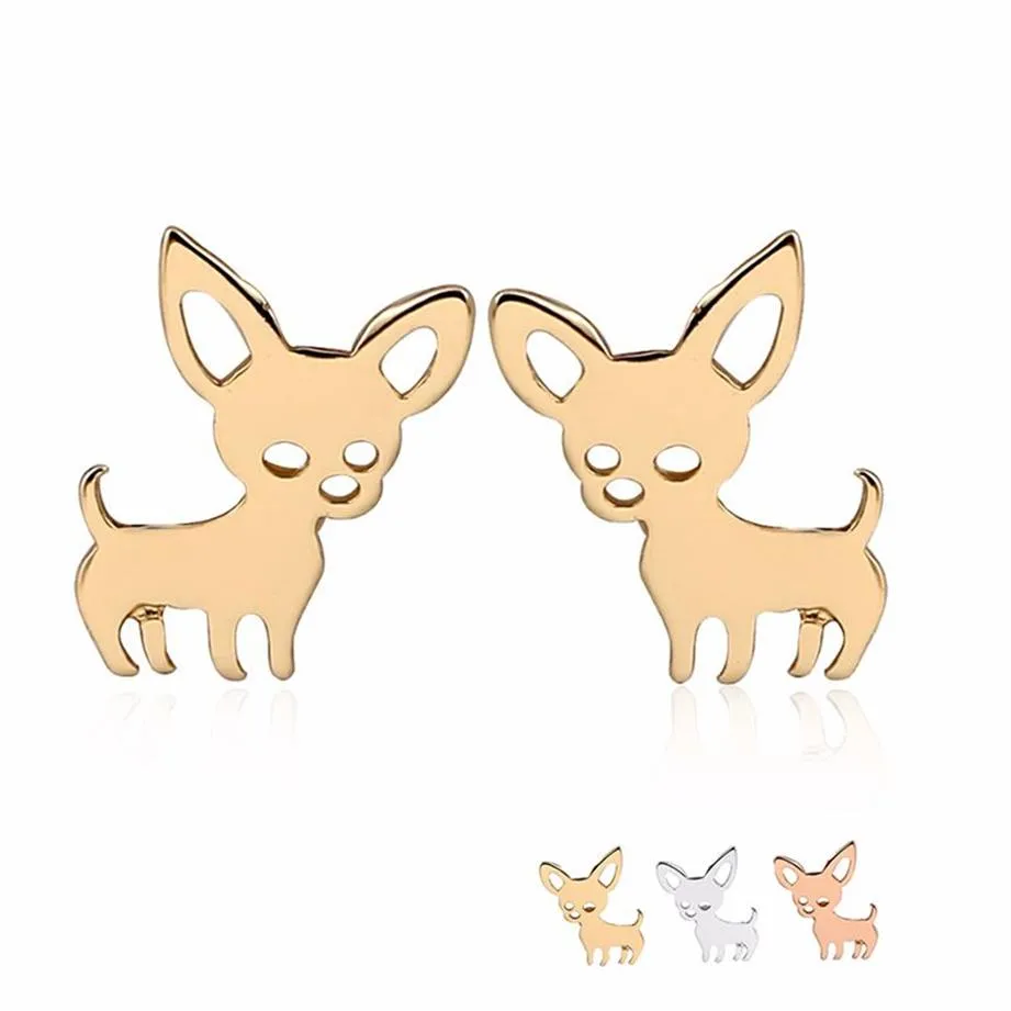 Everfast 10Pair Lot Chihuahua Baby Dog Earringステンレス鋼スタッドイヤリングアクセサリージュエリーキッズグリル女性efe069266c