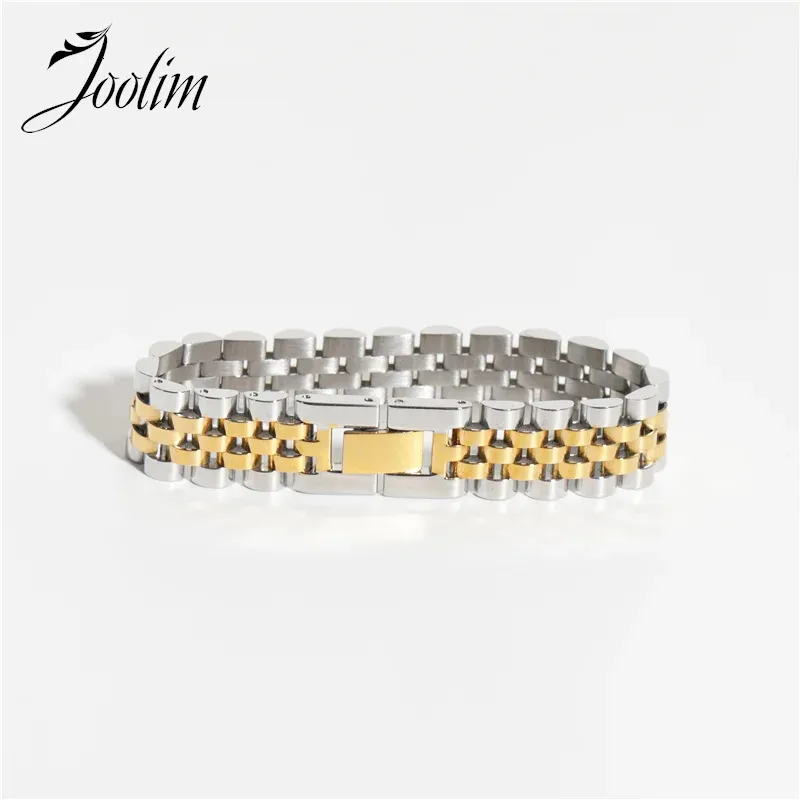 JOOLIM SMEEXKE POCIOTIAL VATTOSKT Bredd13mm Fashion Permanent Chunky Watchband Blandat kedja Rostfritt stålarmband för kvinnor 231221