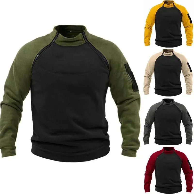 Vente automne et hiver en plein air polaire hommes sweats à capuche épaissir Double face en peluche pull col montant veste 231220