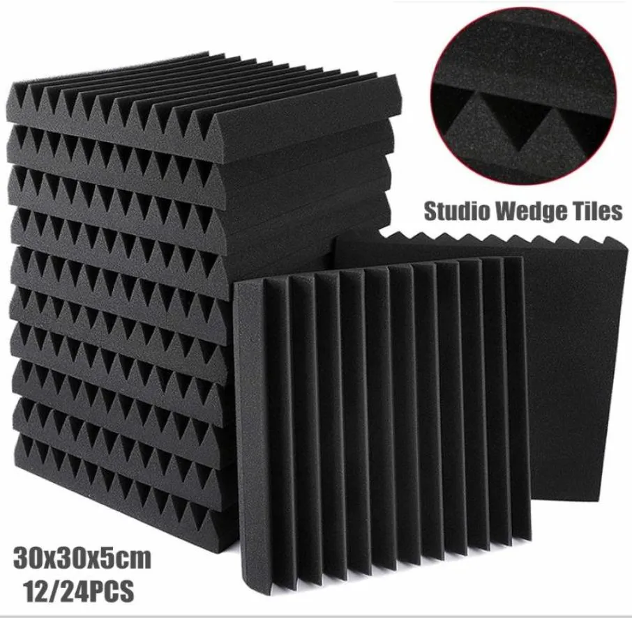 1224Pcs 30x30x5cm Acoustic Foam Panels Studio Wedge Tiles Soundproof Wall Pad Decor Room Sound Insulation Absorbing Treatment Wal5000471