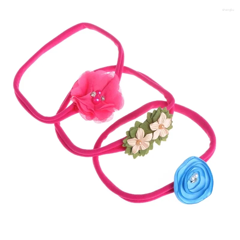 Accessoires de cheveux Petits bandes de fleurs élastiques filles colorées Bandeaux de frappe coloré pour l'enfant