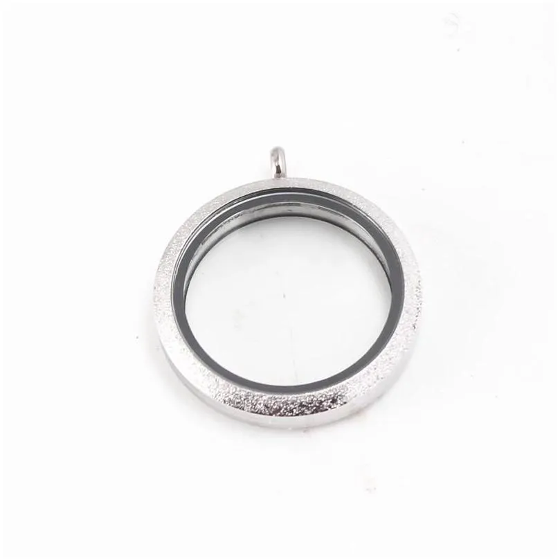 Pendant Necklaces Pendant Necklaces 10Pcs/Lot 20Mm 25Mm 30Mm Sier Scrubbed Floating Locket Stainless Steel Memory Living Pendantpendan Dhsex