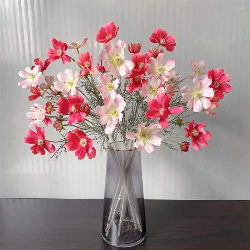 Fiori decorativi 1 pz camomilla fiore artificiale di seta 60 cm margherita bianca camera finta matrimonio decorazioni per la tavola di casa regali bouquet fai da te