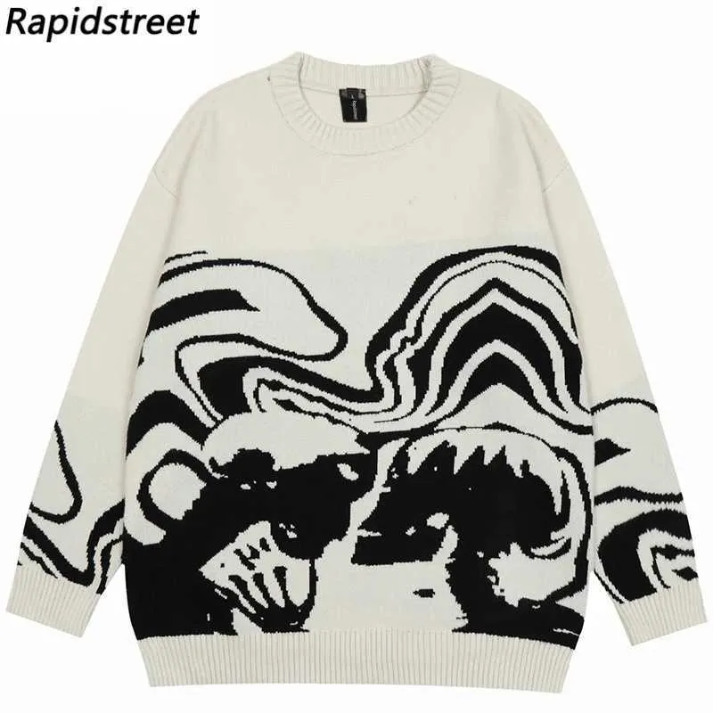 Heren truien vintage gebreide truien streetwear y2k grunge hiphop schedel skelet jumpers mannen harajuku casual punk gothic pullover unisex j231220