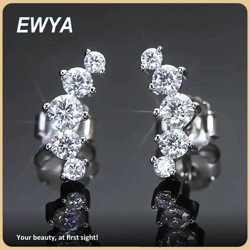 Boxen Ewya Echt 0,74 cttw Moissanit Ohrstecker für Frauen Sterling Silber Ohrringe Hochzeit Party Edlen Schmuck Weihnachtsgeschenk