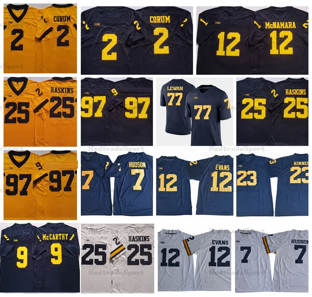 CUSTOM NCAA Michigan Woerines College Футбольные майки 97 9 J.J.Маккарти Хасан Хаскинс Макнамара Блейк Корум 77 Тейлор Леван Халеке Хадс