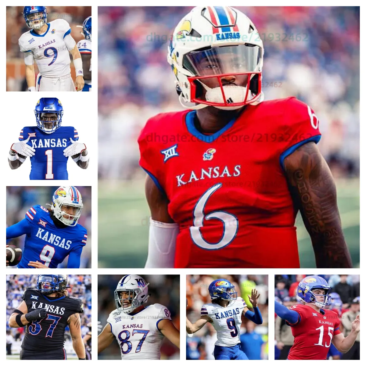 2023 American College Football Wear Kansas Jayhawks Football Jersey Luke Hosford Isreal Moses Griffin Koch Damon Greaves Sevion Morrison Jack Jackson