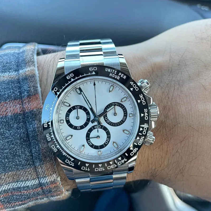 Watch de diseño para hombres Top Luxury Watch Sapphire de 40 mm Panda Dial Rubber Band Men's Watch Montre de Luxe Factory Gift Watch LB