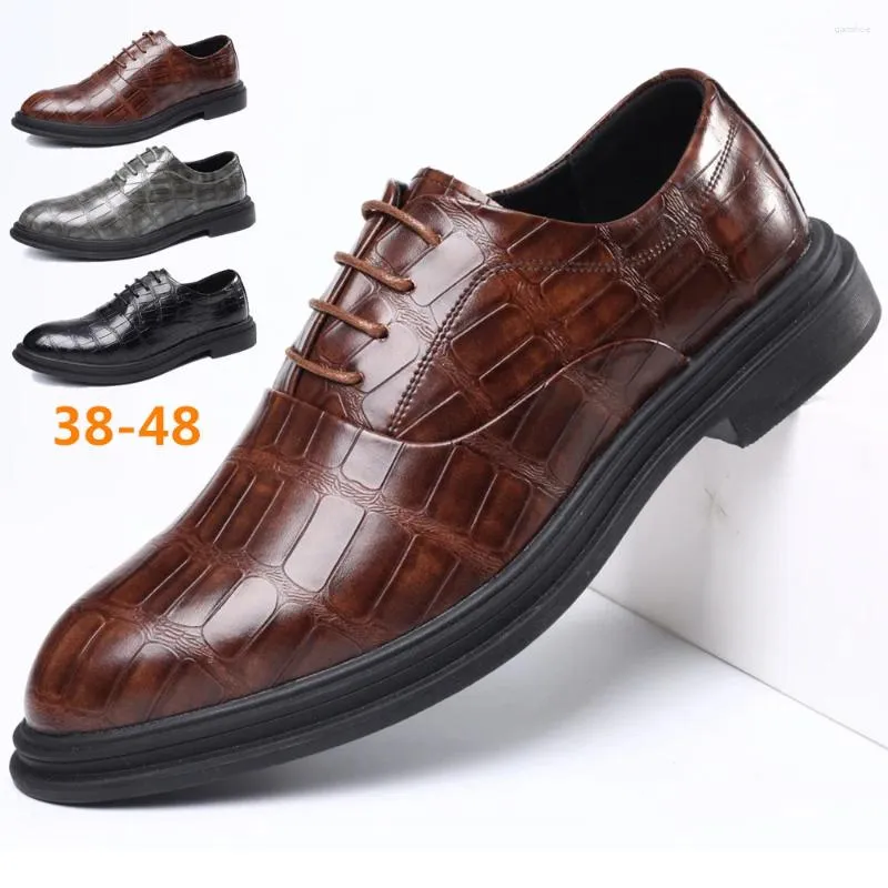 Dress Shoes 38-48 Men Pointy Oxford Party Crocodile Pattern Wedding British Chic Footwear Mens Stylish Suit