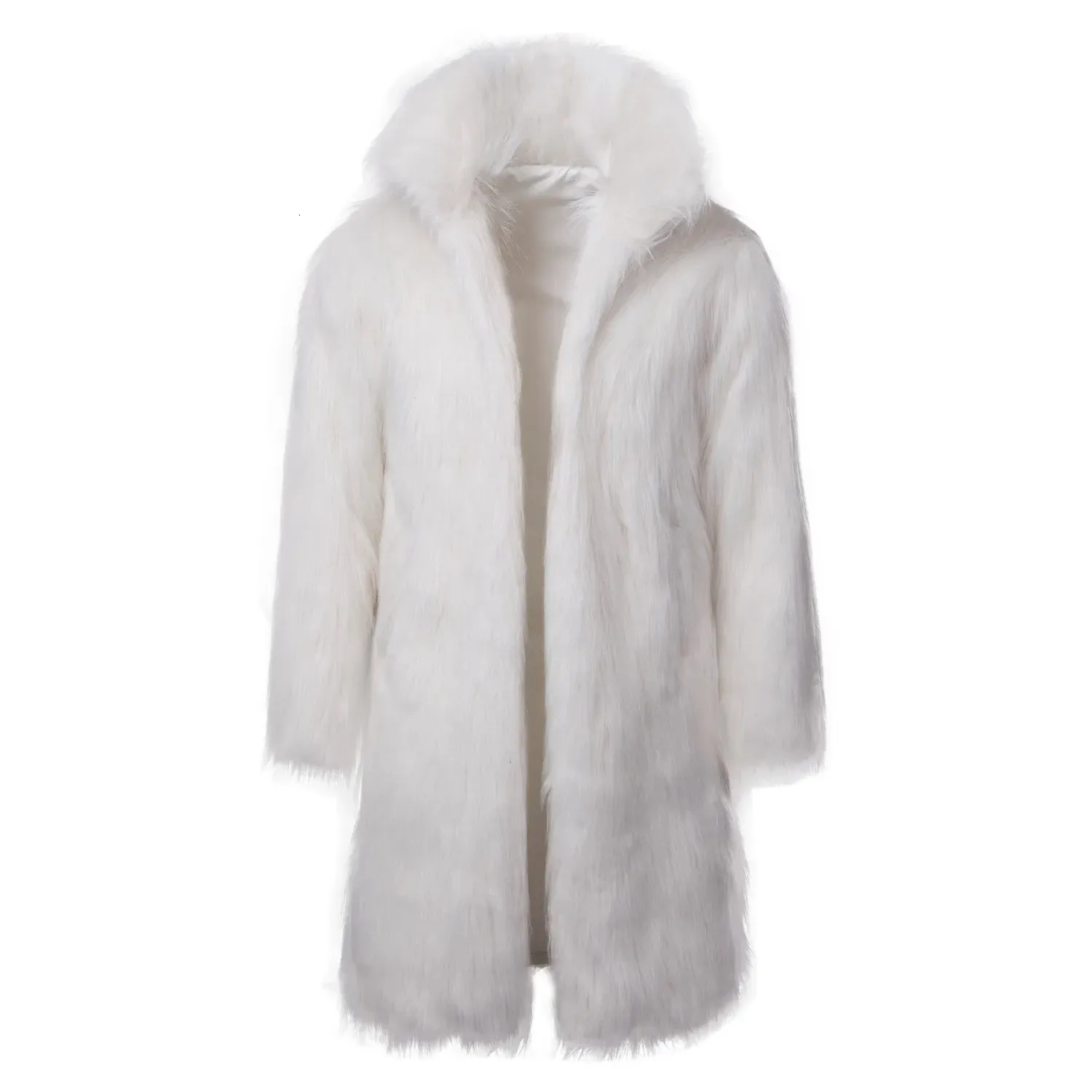 Kış erkek ceketler Avrupa amerikan erkek taklit kürk siyah beyaz uzun tam kol gevşek rahat düz renk kalın üstleri 231220