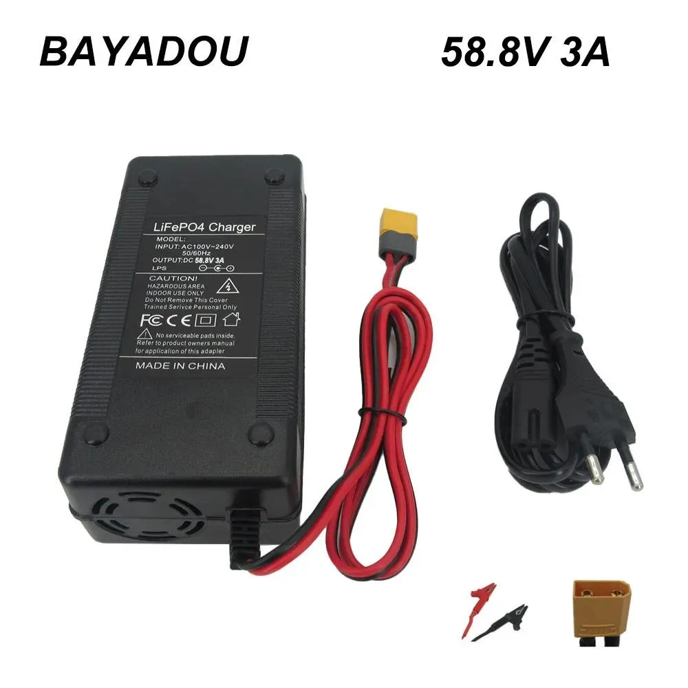 Laddare 58.8V 3A Liion Charger för 48V 51.8V 52V 14S LITIUM SCOOTER EBIKE Electric Bike Bicycle Battery Chargers XT60 Connector