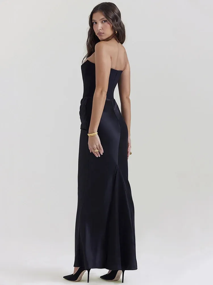 Backless Black Maxi Dress Evening Bodycon Elegant Dress With a