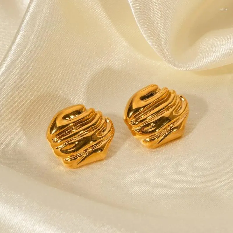 Серьги-гвоздики Минар, шикарные полосатые серьги неправильной формы с геометрическим узором для женщин, серьги из нержавеющей стали с PVD-покрытием из 18-каратного золота, не тускнеют, не тускнеют