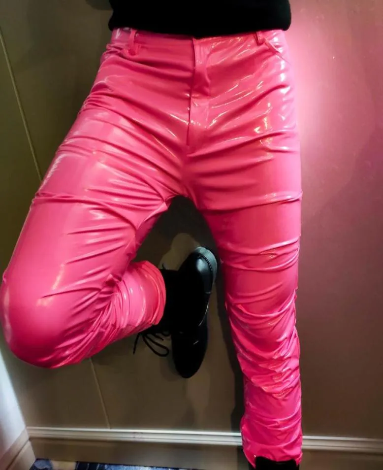 Men039s Hosen 10 Farben Männer Kostüme PU Pant Erkek Pantolon Mode Faltenhose Nachtclub Streetwear Shinny Sexy Leder5010623