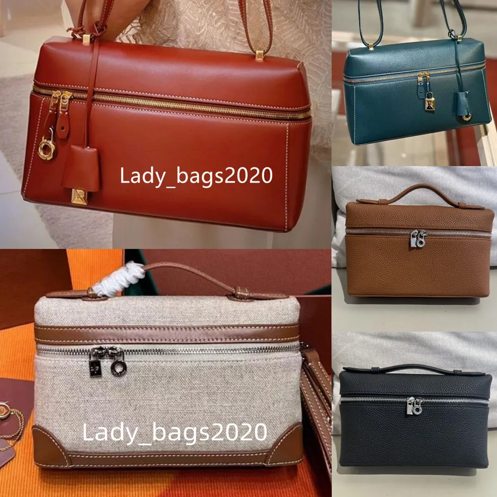 Loro tas l19 lunchbox tas lp dames grote l27 tassen ontwerper make -up handtas echt lederen handtassen canvas struisvogels gestrande handtas tweeweg schouder crossbody