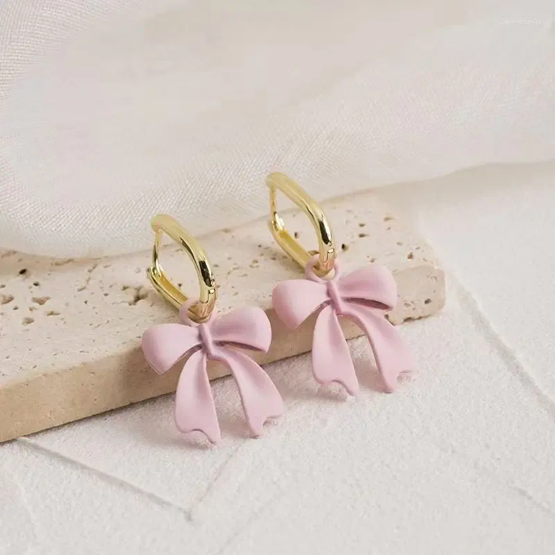 Boucles d'oreilles pendantes 2023 Simplicité Senior Polyvalent Rose Bowknot Drop Mode Coréenne Douce Femmes Bijoux Fille