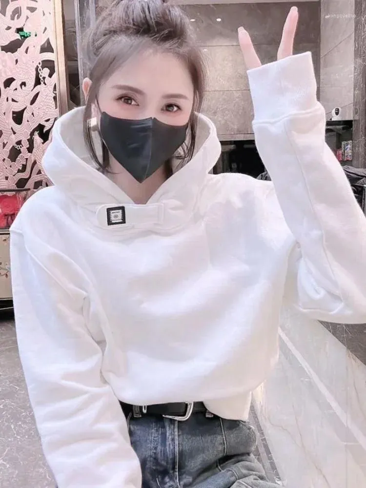 Kvinnors hoodies vita tröjor för kvinnor vanligt huva lila beskuren kvinnliga kläder varma koreanska mode toppar svetttröja y2k stil m