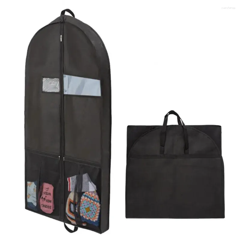 Boîtes de rangement, sac à vêtements compact, sacs de voyage avec poches, housse anti-poussière robuste en tissu Non tissé pour vêtements suspendus