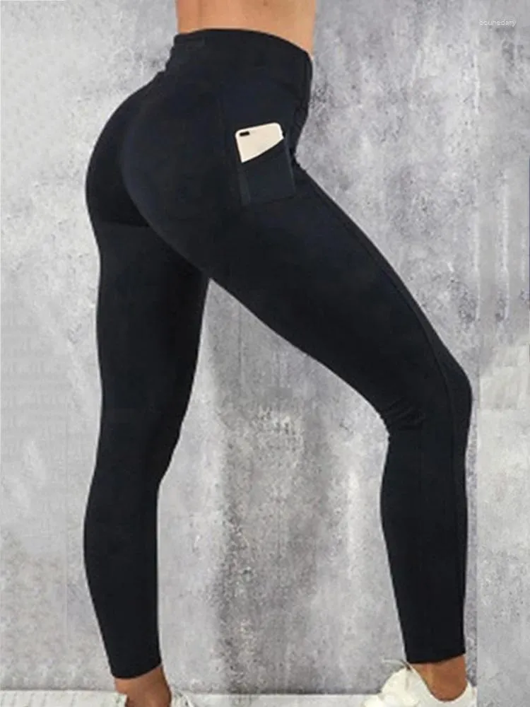 Frauen Leggings Push Up Leggins Fitness Strumpfhose Training Frauen hohe Taille Pocket Pocket Black Sport Mujer Active