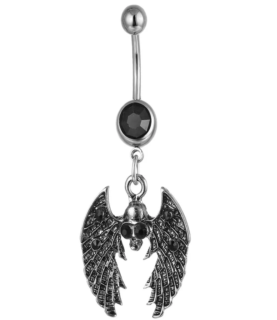 D0882 1 Kolor Black Skull Belly Ring Rining Biżuteria 14GA 10 mm długość 58 mm Ball1950979