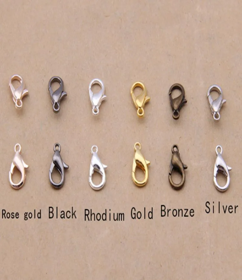 300pcs 18mm Takı Bulguları Bronzegoldrose Goldblackrhodiumssilver kolye için ıstakoz toka kancaları 98111162