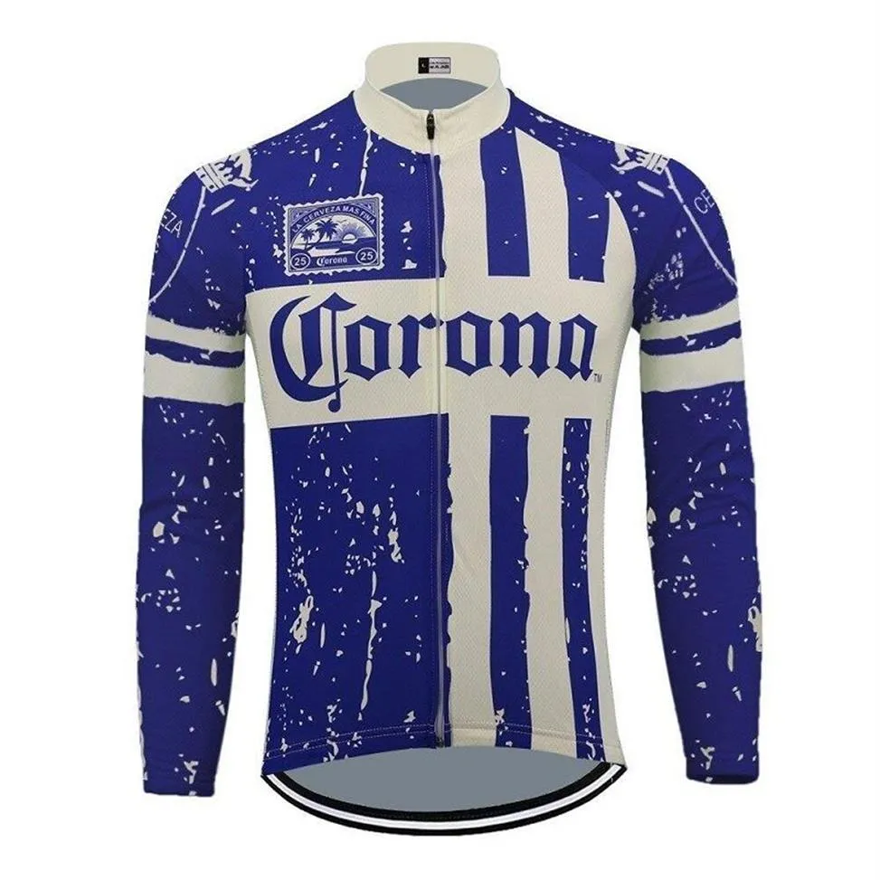 2021 Thermal Retro Corona Beer Cycling Jersey مع Fleece Option261y