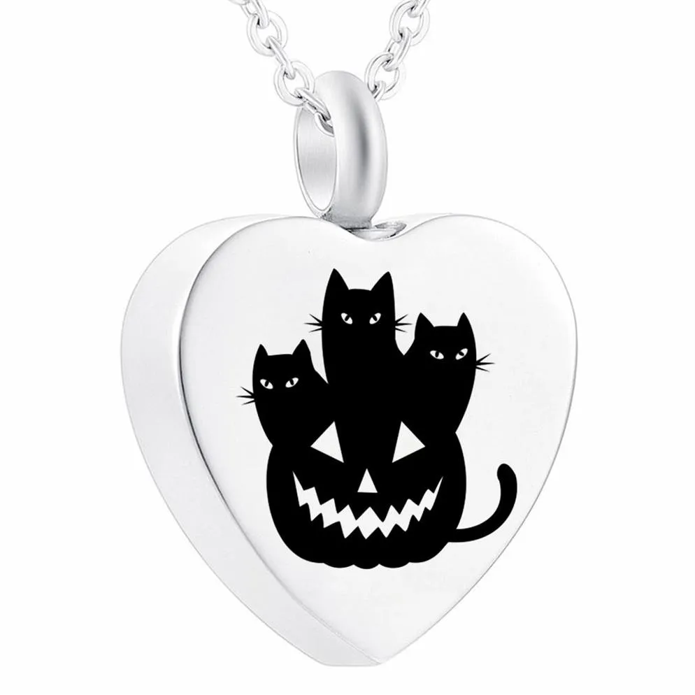 Rvs Hart Hanger Pompoen Hoofd Demon Halloween Crematie As Gedenkteken Neckalce Aandenken Met Vulling Kit341o