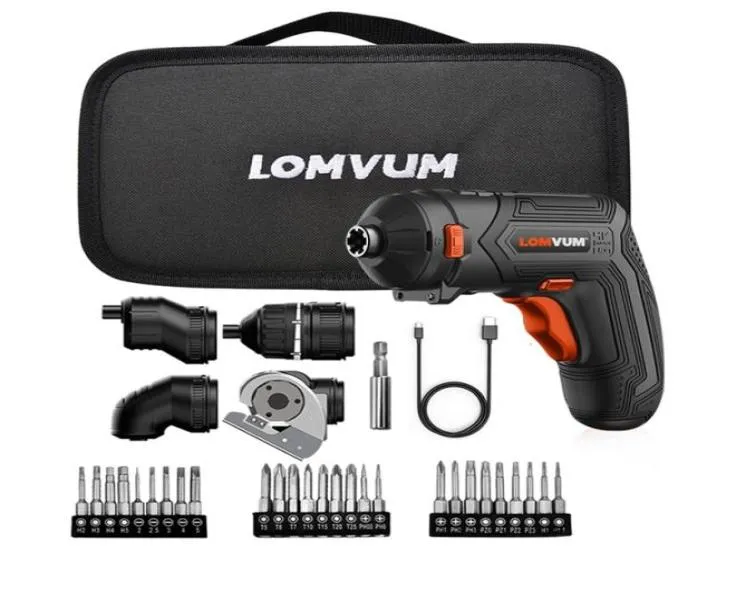 LOMVUM Mini USB oplaadbare elektrische schroevendraaierset 4V accuschroevendraaierset 4 koppen verwisselbare multifunctionele schroevendraaier 21190560