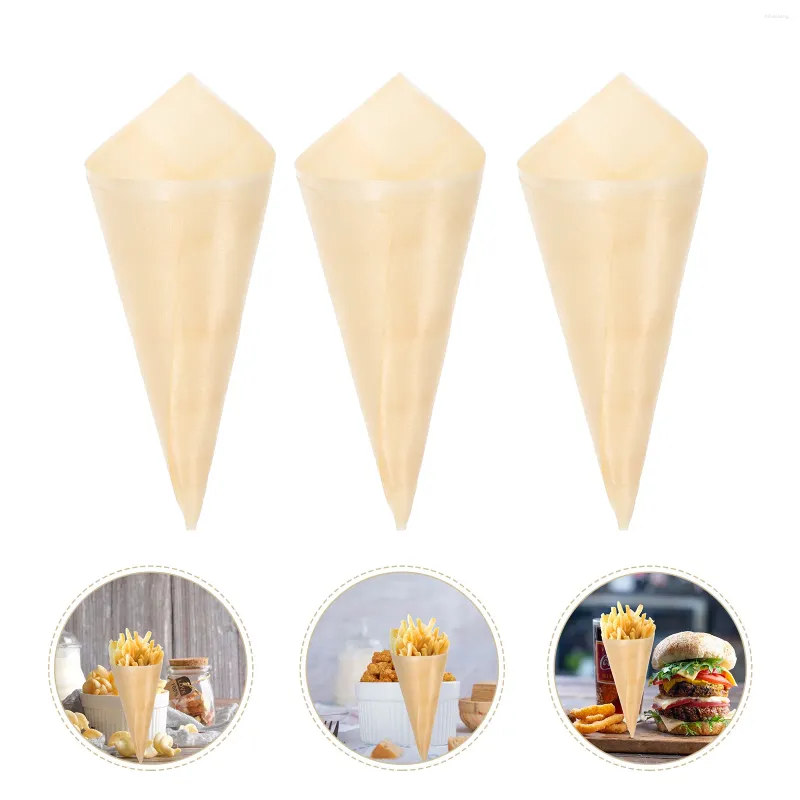 Wine Glasses Cones Candy Boxes Disposable Wood Appetizer Ice Cream Cone Cups Party For Wedding Gifts Crafting
