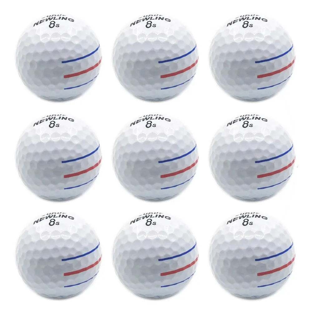 12 Pcs Golf Balls 3 Color Lines Aim Super Long Distance 3PieceLayer Ball For Professional Competition Game Brand 231220