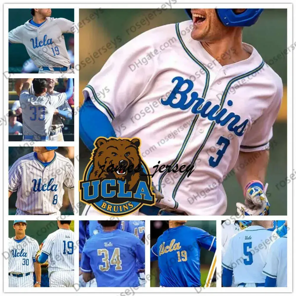 Jam 2019 NCAA Bruins #1 Matt McLain 3 Ryan Kreidler 4 Kevin Kendall 6 Stronach 18 Jeremy Ydens 27 Jack Filby Baseball Jersey