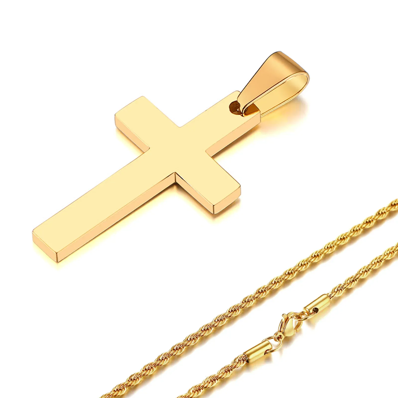 Waterproof Cross on Stainless Steel Chain, Mans Necklace, Cross Necklace  for Men and Boys, Mens Gifts, Gifts for Men, Dbl Lyr Curb - Etsy