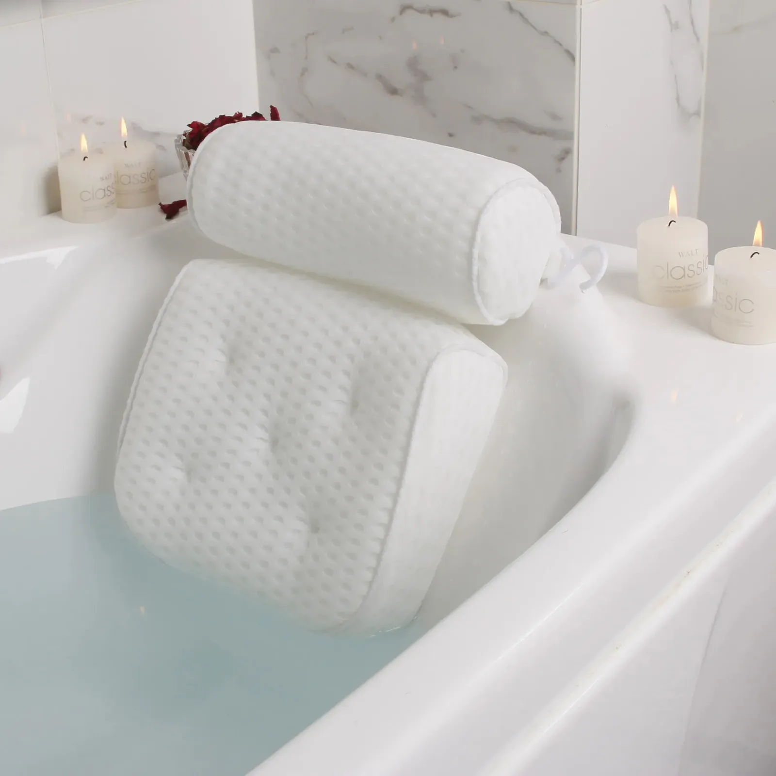 Bath Pillow for Bathtub Support Neck Head and Back with Non-Slip Suction Cups air mesh Bathtub Pillow 231220