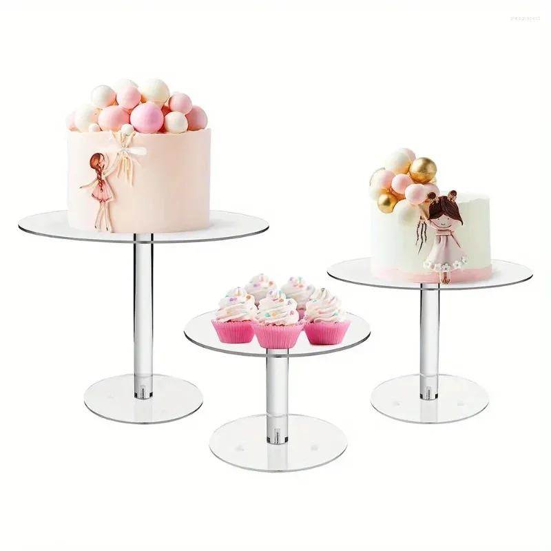 Cake Tools Acryl Display Risers Round Set van 3 Stand Dessert Bakery Rack Server Pizza Holder