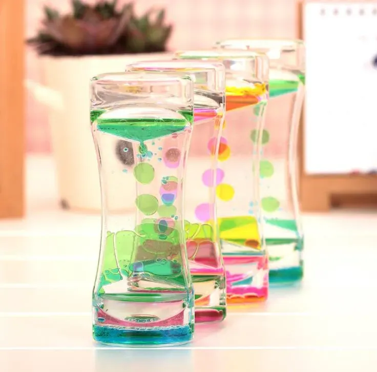 Other Home Supplies Floating Color Mix Illusion Timers Liquids Motion Visual Slim liquid Oil Glass Acrylic Hourglass Timer Clock Ornament Desk SN2316