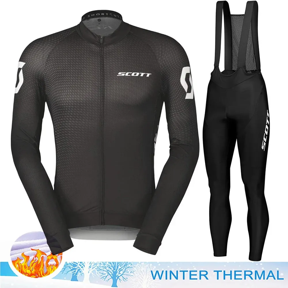 Scott Cycling Suit Męski żel do roweru zimowa koszulka termiczna Man Men Ubrania Rower polar 2024 Zestaw MTB strój 231221