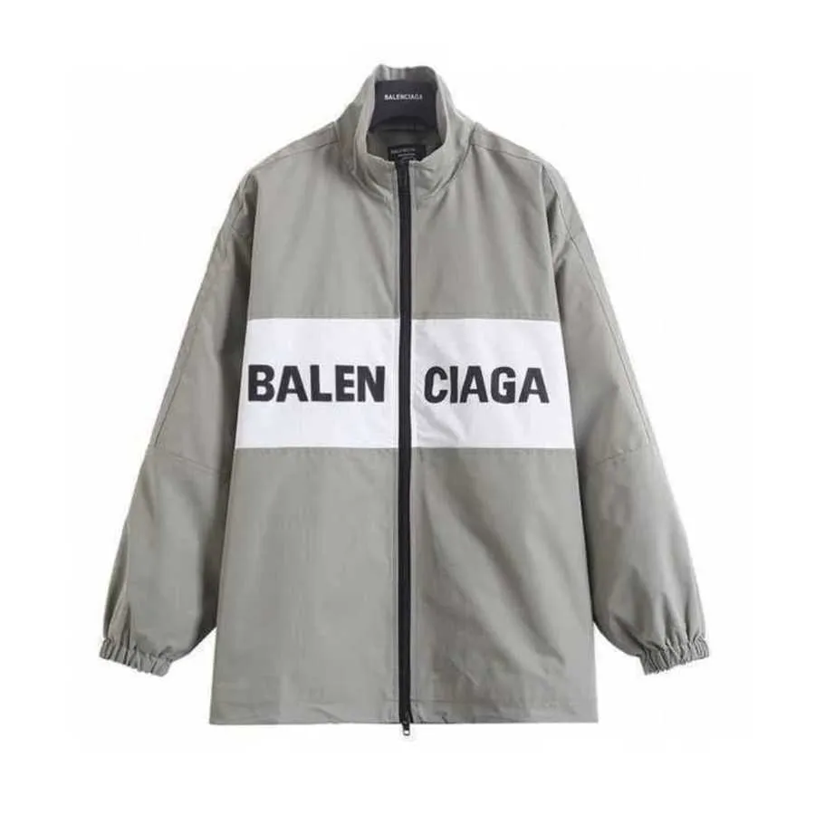 Mens Jacket Balanciigss Coat Trendy Brand 2024 New Blcg White Gray Patchwork Slogan and Womens Casual Sports Stormtrooper 75DA