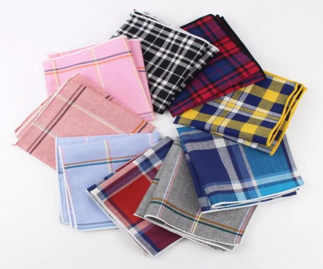 100 coton mouchoir foulards Vintage Hankies hommes poche carré mouchoirs rayé solide morve chiffon 2222 cm5357327