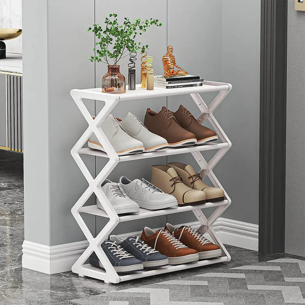 Multi layer X shaped Shoe Rack Hanger Assembled Cabinet Household Dust proof Storage One pc Molding Save Space 231221