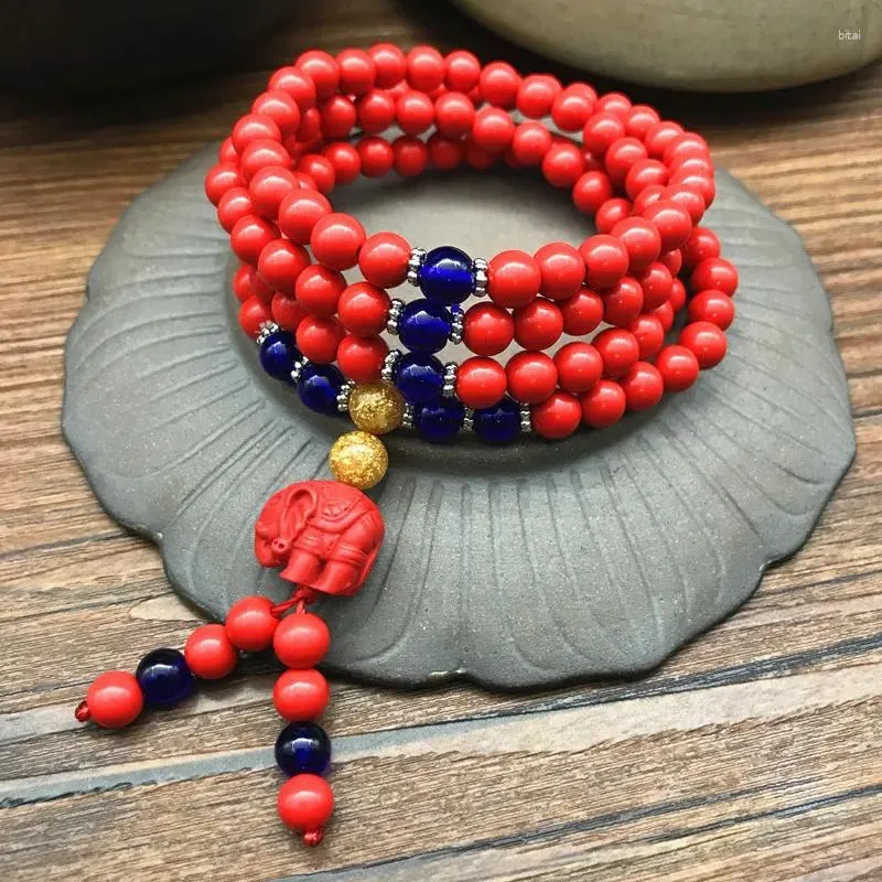Strand Wholesale Buddhist 108 Mala Prayer Bracelets 6MM Red Pine Stone Beads Women Men Yoga Meditation Necklace Drop