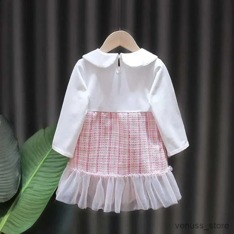 Girl's Dresses Girls 'Dress Spring and Autumn 2023 New Fashionable Baby Children's Long Sleeve Princess Dress Fairy First Year Dress