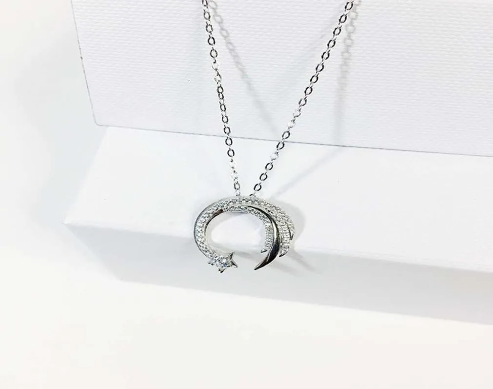 Moon Star 925 Sterling Sier Meteor Garden Slip Falling Microinlaid Clavicle Chain Temperament Female Necklace Sne2957318127