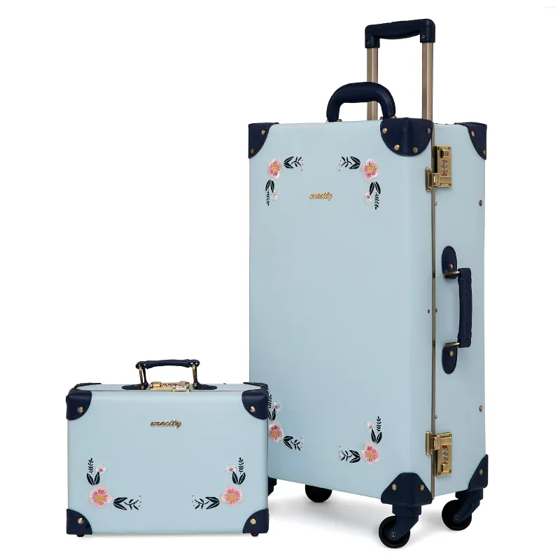 Чемоданы Urecity, классический багажный набор с цветами для женщин, ретро багажник на колесах, 2 предмета, ручная кладь, 12 дюймов, чехол для поезда