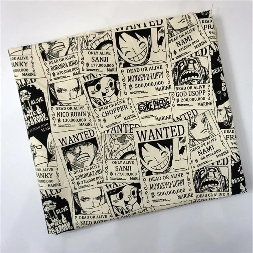 One Piece Dead Of Alive Chopper Luffy Patchwork Cotton Canvas Fabric Sewing Bag Pillow Diy Tablecloth Curtain Sofa 91cm 145cm T200269U