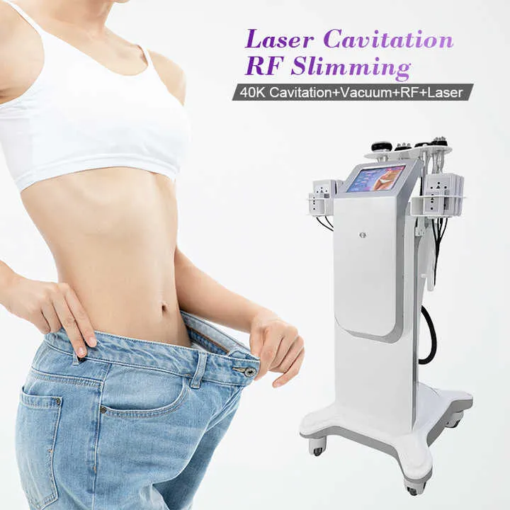 2024 Multifeffekt 6 i 1 Cavitation System 40kHz Celluliter Upplösande Excrescens Borttagning Riskfri Slimming RF Vakuum Wrinkle Reduction Skin Whitening Device