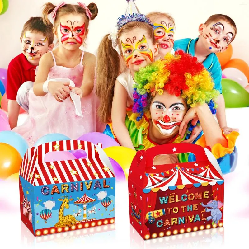 Cadeau cadeau DD226 4pcs boîte portable enfants dessin animé cirque animaux spectacle carnaval fête d'anniversaire gâteau bonbons paquet bébé douche fournitures