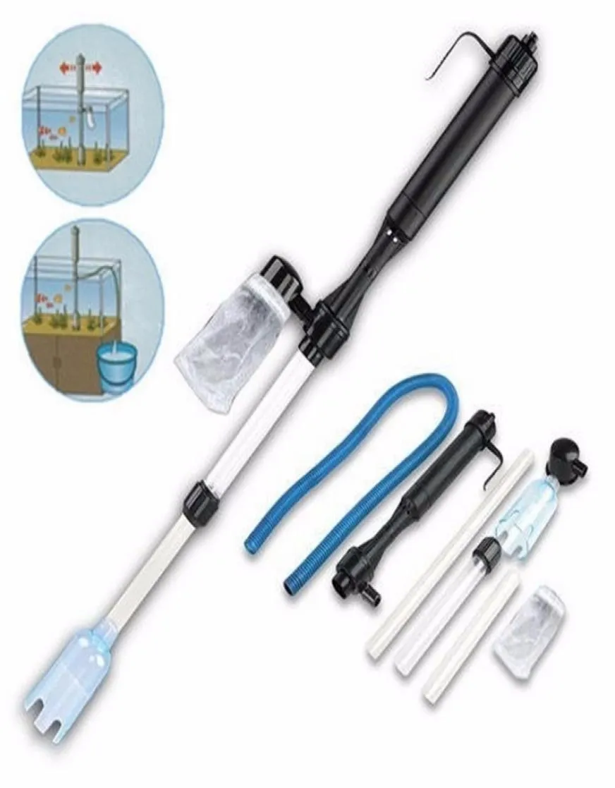 Rium Battery Syphon Operated Fish Tank Vacuum Gravel Water Filter Clean Siphon Cleaner Tools