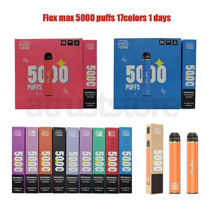 Original Filex 5000 Puffs 650mah E Zigaretten Zigaretten vorgefülltes Gerät Einweg Vape Authorized 17 Colors in Stock Bang Vape Razz Bar Vapsolo